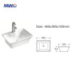 MWD Modern Square Ceramic Vessel Sink -  White Bathroom Countertop Basin for Vanity