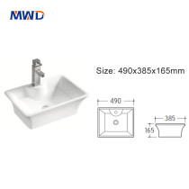 MWD Modern Square Ceramic Vessel Sink -  White Bathroom Countertop Basin for Vanity