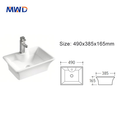 MWD Modern Square Ceramic Vessel Sink -  White Bathroom Countertop Basin for Vanity