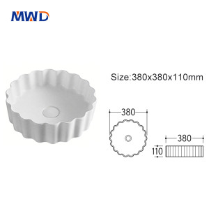 MWD Artistic White Ceramic Bathroom Sink with Handcrafted Wave Edge - Modern & Luxury Vanity Basin