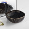 MWD Artistic Ceramic Vessel Sink Pair: Vintage Gold Pattern & Modern Wood Texture