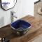 MWD Square Vessel Sinks - Hand-Painted Botanical & Geometric Bathroom Basins with Textured Glaze | Waterproof Wood Base Set