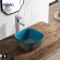 MWD Square Vessel Sinks - Hand-Painted Botanical & Geometric Bathroom Basins with Textured Glaze | Waterproof Wood Base Set