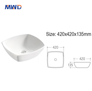 MWD Square Ceramic Countertop Basin - 420mm Modern Bathroom Sink