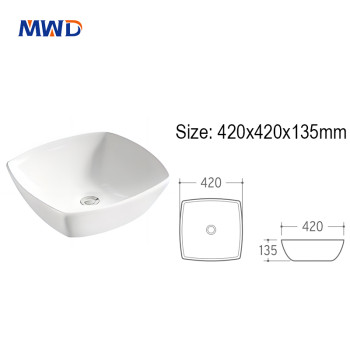 MWD Square Ceramic Countertop Basin - 420mm Modern Bathroom Sink