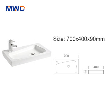 MWD Modern White Rectangular Vessel Sink 700x400mm | Ergonomic Design Bathroom Basin