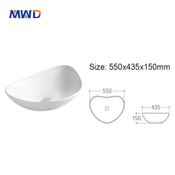 MWD Triangular Ceramic Vessel Sink - Modern 55cm Art Basin for Bathroom Vanity