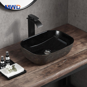 Handcrafted Ceramic Above Counter Basin | Artisan Texture Bathroom Sink | MWD 460x330x140mm