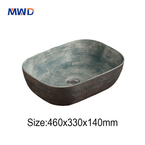 Handcrafted Ceramic Above Counter Basin | Artisan Texture Bathroom Sink | MWD 460x330x140mm