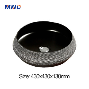 MWD Artisan Series Round Vessel Sink - Stone Vein / Textured Wood / Sparkle Blue Finishes - 430x430x130mm