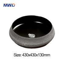 MWD Artisan Series Round Vessel Sink - Stone Vein / Textured Wood / Sparkle Blue Finishes - 430x430x130mm