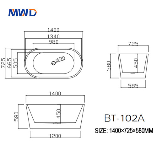 MWD Freestanding Bathtub｜Matte/Gloss Finish Options｜Three Sizes Customization｜Premium Acrylic Bathtub