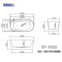 MWD Freestanding Bathtub｜Matte/Gloss Finish Options｜Three Sizes Customization｜Premium Acrylic Bathtub