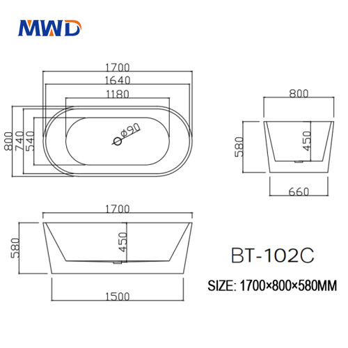MWD Freestanding Bathtub｜Matte/Gloss Finish Options｜Three Sizes Customization｜Premium Acrylic Bathtub