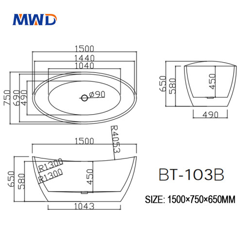 MWD Luxury Freestanding Bathtub - Original Acrylic Material, Matte/Gloss Finish Optional