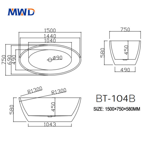 MWD Freestanding Bathtub | Premium Original Acrylic | Matte/Gloss Finish Option | Dual Sizes