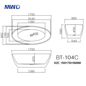 MWD Freestanding Bathtub | Premium Original Acrylic | Matte/Gloss Finish Option | Dual Sizes
