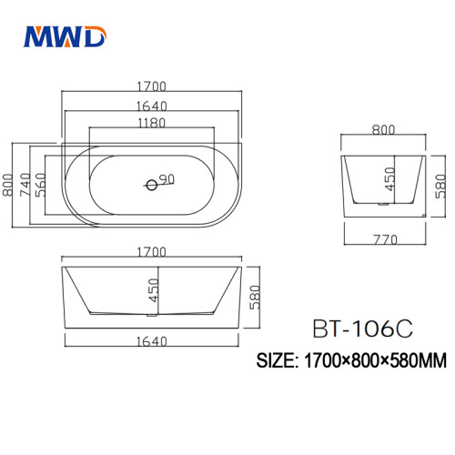 MWD Acrylic Bathtub - Premium Original Material | 3 Sizes Available | Matte/Glossy Finish