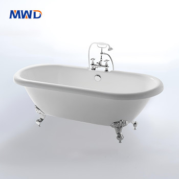 MWD BTR302-17578 67 inch Freestanding Acrylic Bathtub with Silver Legs - 1750mm x 780mm
