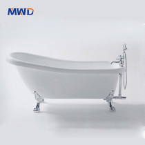 MWD Freestanding Acrylic Bathtub with Silver Legs - 1500mm or 1700mm Length - Right-Hand Tap Holes