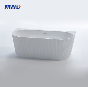 MWD Freestanding Acrylic Elliptical Bathtub with Stripe Design - 1500x750x580mm & 1700x800x580mm Sizes