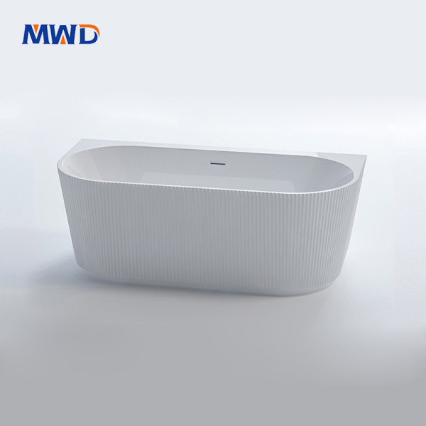 MWD Freestanding Acrylic Elliptical Bathtub with Stripe Design - 1500x750x580mm & 1700x800x580mm Sizes