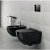 Randloses Wand-Hänge-WC, Badezimmer, schwarz, komplettes Wand-Toilettenset