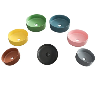 Colourful sanitary ware matt table top lavabo sink bathroom ceramic countertop art sinks