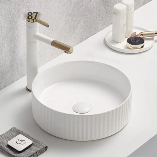 Lavabo del lavabo del cuarto de baño lavabo redondo del arte de la encimera de la porcelana del hotel del recipiente del recipiente