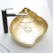 Hotel counter top glossy gold bathroom sink gold hand face wash basin ceramic art basin