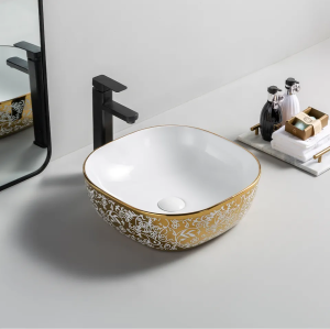 Золотая керамическая раковина для мытья рук, роскошная золотая раковина для ванной комнаты, раковина для художественной раковины над стойкой