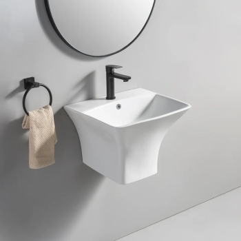Chaozhou Manufacturer Direct Sale Ceramic Wash Basin Half Pedestal Bathroom Sink