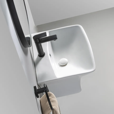 Chaozhou Manufacturer Direct Sale Ceramic Wash Basin Half Pedestal Bathroom Sink