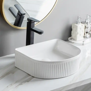 Luxury porcelain countertop gold rim lavabo bathroom sink hand wash basin art sinks