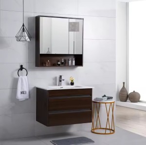 Gabinete de venta directa, gabinete de pared, conjunto de tocador de baño, gabinete con espejo triangular moderno impermeable