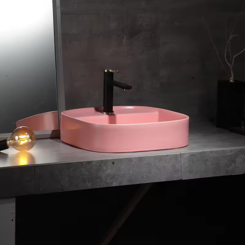 Luxury Bathroom Cabinet Sinks Colors Decorated Ceramic Square Art Hand Washing Basin