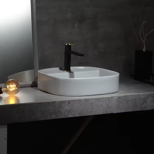 Luxury Bathroom Cabinet Sinks Colors Decorated Ceramic Square Art Hand Washing Basin