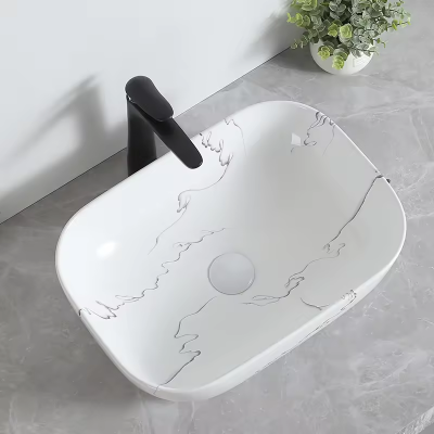 Lavabo elegante hecho a medida sobre el lavabo chino del restaurante de la porcelana del cuarto de baño