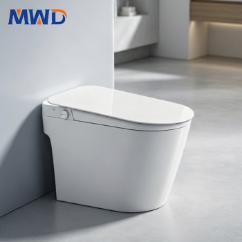 Modern Floor Mounted Ceramic Toilet with Siphon Flushing & Heated Seat – Advanced Features for Hotels & Contemporary Bathrooms