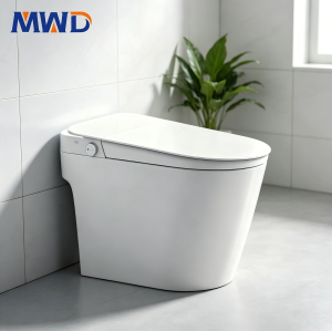 Modern Floor Mounted Ceramic Toilet with Siphon Flushing & Heated Seat – Advanced Features for Hotels & Contemporary Bathrooms
