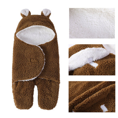 OEM Cute Newborn Recyclable Knitted Baby Sleeping Bag Wholesale Plush Swaddle Blankets