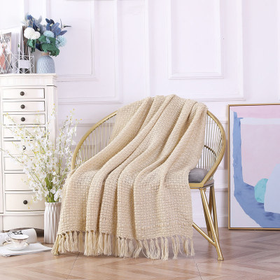 Оптовый мягкий диван-кровать, накидка на диван, вязаное одеяло с кисточками
