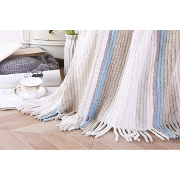 OEM Wholesale Textured Knitted Blanket With Tassels soft knitted blanket throw From Chinese Supplier