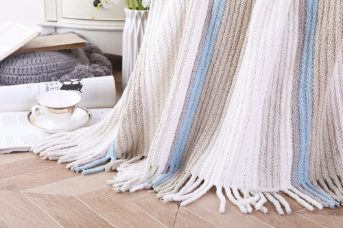 OEM оптовое текстурированное вязаное одеяло с кисточками от китайского поставщика
