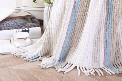 OEM Wholesale Textured Knitted Blanket With Tassels soft knitted blanket throw From Chinese Supplier