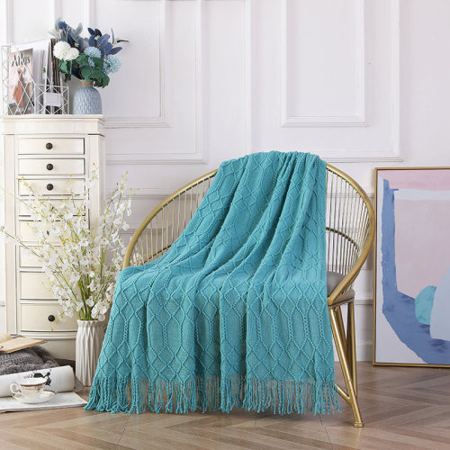 Wholesale Textured Solid Soft Sofa Throw Couch Cover Knitted Decorative Blanket Knitted blanket