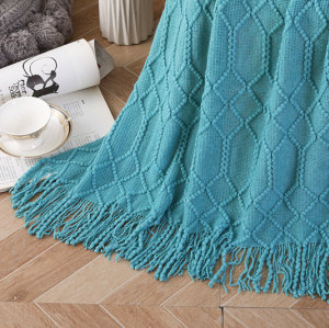 Оптовая торговля текстурированной твердой мягкой софой накидка на диван вязаное декоративное одеяло