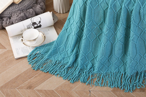 Wholesale Textured Solid Soft Sofa Throw Couch Cover Knitted Decorative Blanket Knitted blanket