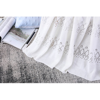 Wholesale Pointelle Jacquard Knitted Throw Blanket Knitting Blanket Throw for sofa bed from China