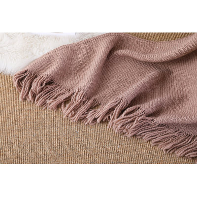 ODM Knit Triangle Blanket Wholesale Soft Decorative Knitted Blanket With Tassels